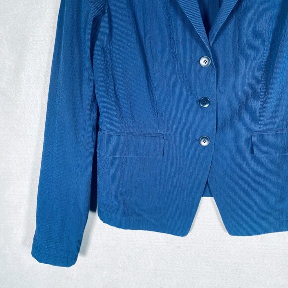 Agnis B Jacket Womens S Blue Cotton Single Breasted Blazer Chambray - Picture 2 of 11